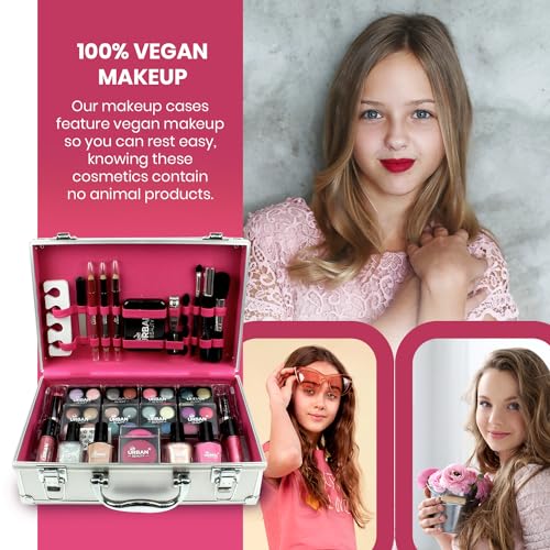 LOVE URBAN BEAUTY Oogverblindende make-upkoffer – 60-delige make-up- en nagelset voor tieners - Elegante Zilveren Doos – Compact en lichtgewicht ontwerp – Reisvriendelijke make-upset voor dames - Afbeelding 4