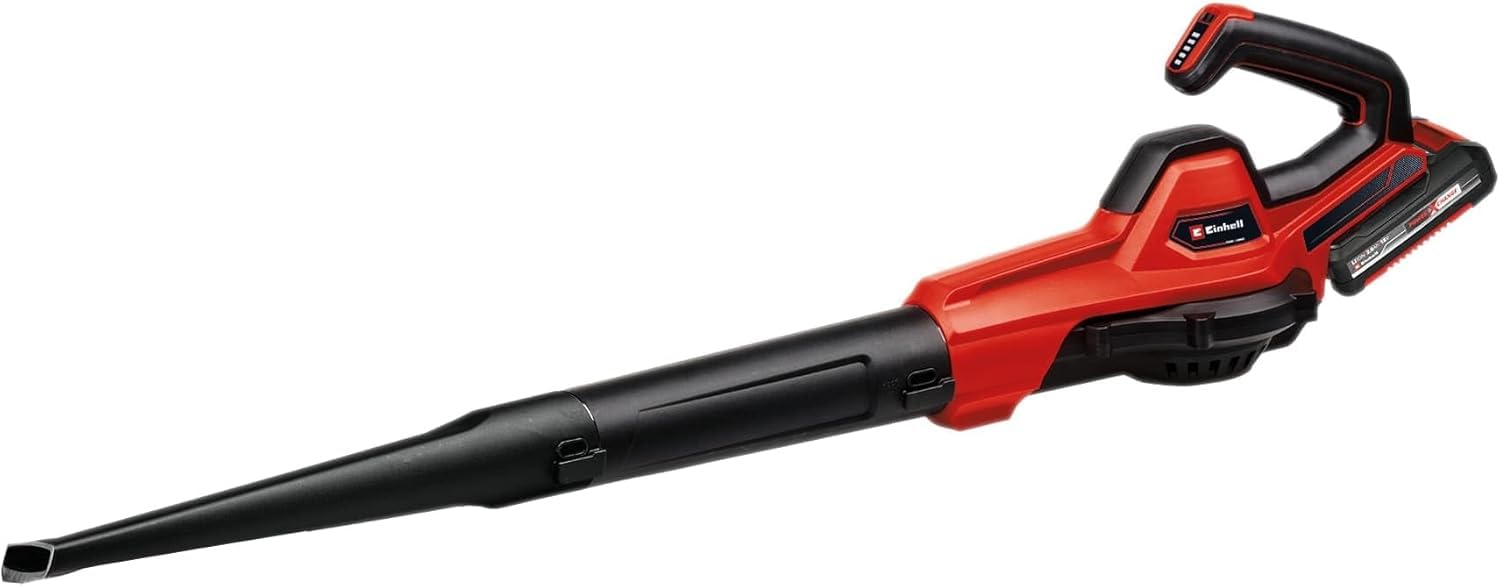 Einhell Soplador universal GE-ULB 18 Li E-Kit Power X-Change (18V, velocidad del aire 250 km/h, tubo de 3 piezas, ajuste de velocidad electr. con indicador LED, incl. batería de 2,0 Ah y cargador)