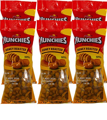 NEW Frito Lay Munchies Peanuts Now In Flamin' Hot, Honey Roasted & Salted. A Nice Protein Packed On-The-Go Snack (Honey Roasted, 6)