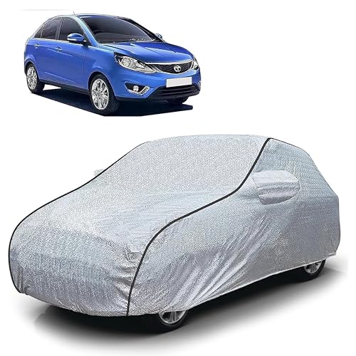 Image of Sulfar 100% Waterproof Car Body Cover Compatible with Mirror for Tata Sumo Grand Dicor (Triple Stitched, Full Bottom Elastic, Magic Silver with Black Piping)