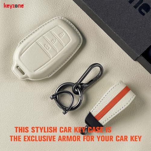 Image of keyzone Royal Leather Key Cover for Toyota Fortuner, Legender, Innova HyCross, Land Cruiser, 3-Button Smart Key