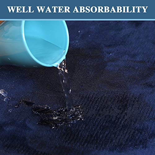 H.VERSAILTEX Bath Mat Memory Foam Set Bathroom Rug Set Flannel Velvety Bath Mat Luxury Extra Soft and Absorbent Non Slip Rugs for Bathroom/Bedroom Washable(2 Pack- 20"x 32"/ 17"x 24", Navy)