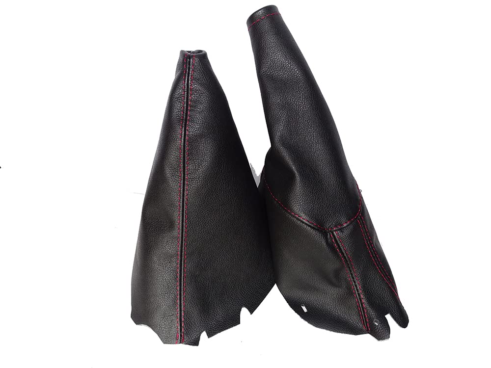 The Tuning-Shop Ltd Compatible with Shift Boot & E Brake Boot for Ford Mustang MK4 Pre-Facelift 1994-1998 Leather Red Stitching