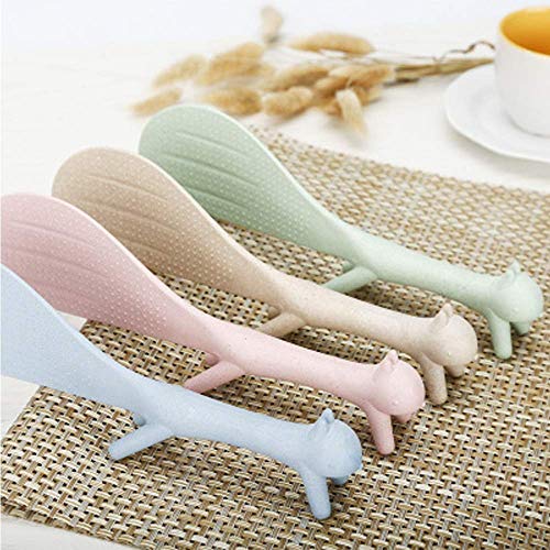 standing rice - 4Piece Creative Household Kitchen Tools,Lovely Squirrel Shape Standing Spoon Non-stick Rice Spoon Fashion Rice Cooker Dishes Filled Scoop Shovel