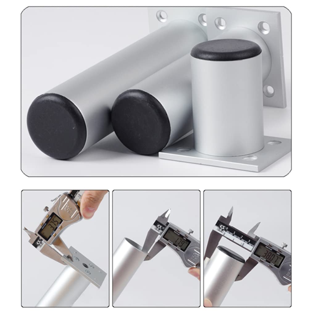 Gambe per Divani in Argento Piedini per Mobili Basi per Mobili Rotonde Regolabili Altezza: 6-40 cm Ø38Mm Piedini per Mobili Piedini per Divani Letto Finitura in Lega di Alluminio (35 cm Argento)
