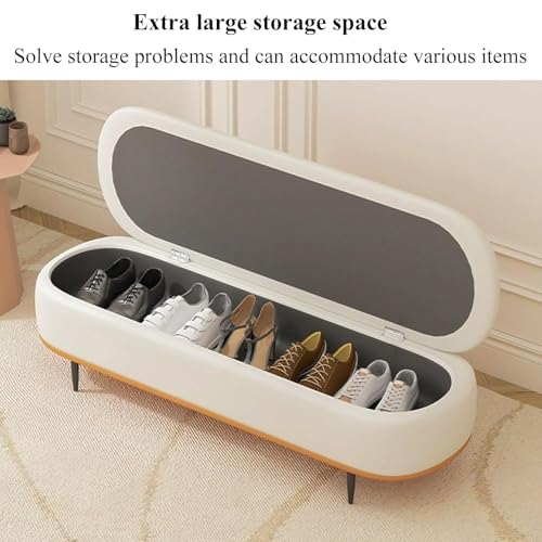 Banc d'extrémité de lit beige vert pour ranger et désencombrer