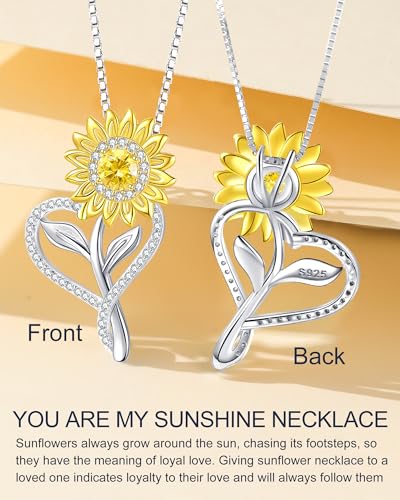 Sunflower Necklaces for Women, Wedding Anniversary Birthday Mothers Day Gifts for Wife You Are My Sunshine Women's Jewelry Girlfriend Grandma Mom Daughter4