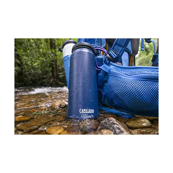 CamelBak Eddy+ Bite Valve Stainless Steel Water Bottle with Water Filter by LifeStraw Navy, 32oz - Image 6