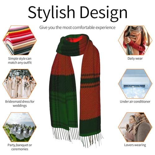 Clan Kerr Tartan Women's Winter Scarf - Extra long 71 inch plaid cashmere soft fringe scarf, lightweight and warm, suitable for all seasons 7