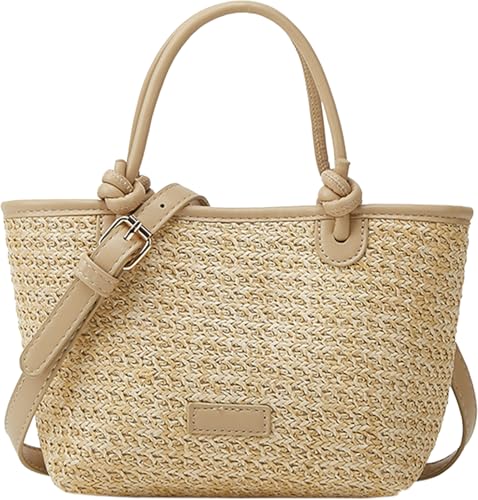 Cute Straw Fabric Tote Bag Purse for Women Tote Bag Y2k Purses Shoulder Handbag