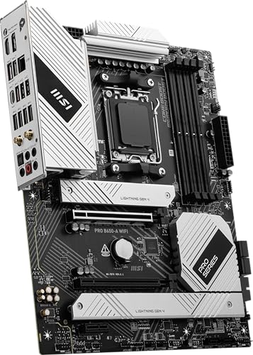 Image of MSI PRO B650-A WiFi ProSeries Motherboard (AMD Ryzen 9000 /8000 /7000 Series Processors, AMD AM5, ATX, DDR5, PCIe 4.0, M.2, SATA 6Gb /s, USB 3.2 Gen 2, HDMI /DP, Wi-Fi 6E)