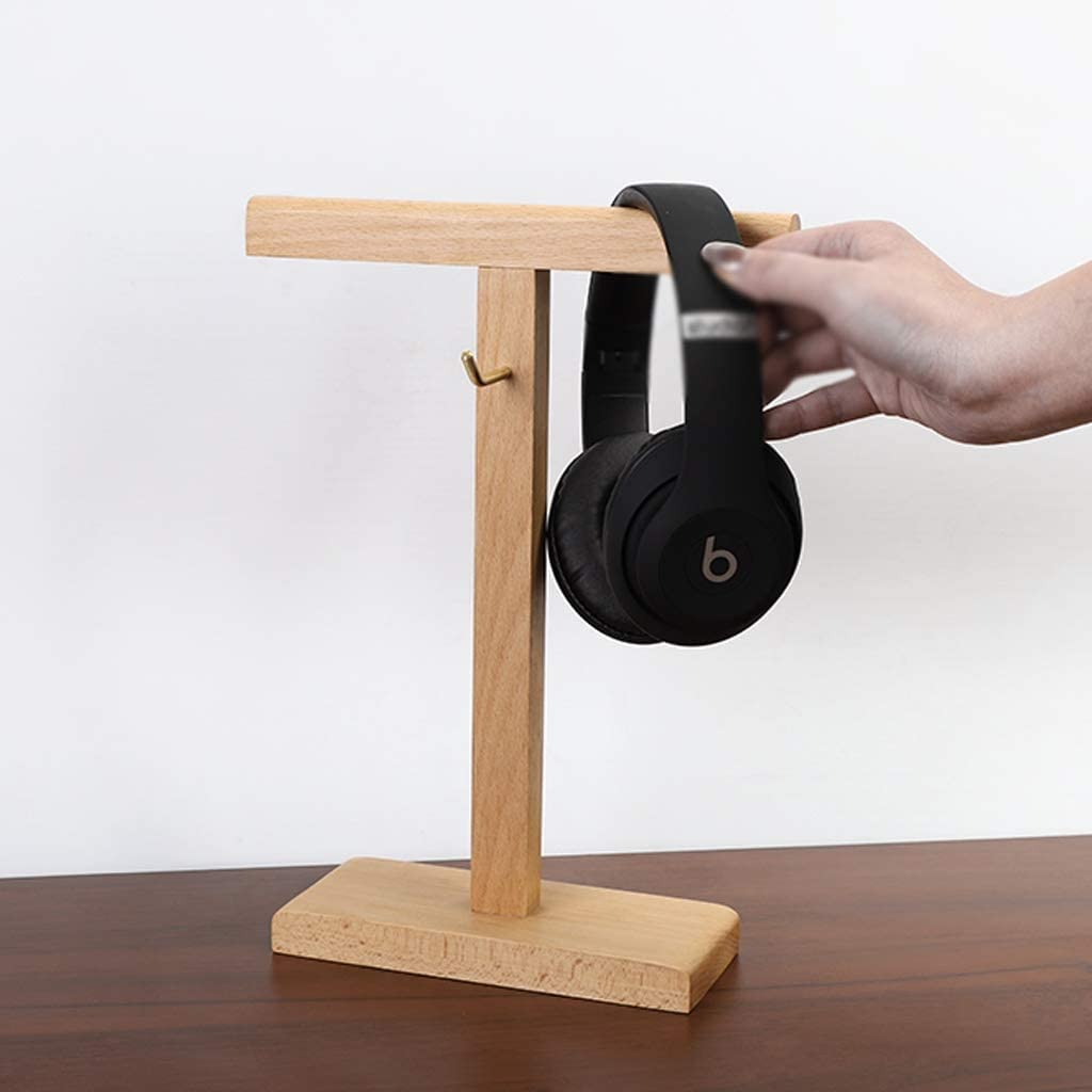 Gaming Accessori Supporto Per Cuffie Dal Design Alla Moda Supporto Per Auricolari In Legno Massello Pratico Supporto Per Cuffie Da Tavolo Con Mensola Per Esposizione Stand Over-Ear da Gioco(Beech)