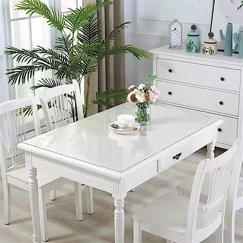 Image of Royhom Clear Plastic Table Cover Protector 48 x 80 Inch, 2mm Thick Clear Table Protector, PVC Desk Mat, Easy to Clean, Waterproof Tablecloth for Kitchen, Dinning Room