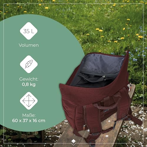 Travelite Handgepäck Rucksack, Laptop Rucksack 15,6 Zoll, BASICS, Reiserucksack Rolltop Funktion, 60 cm, 35 Liter