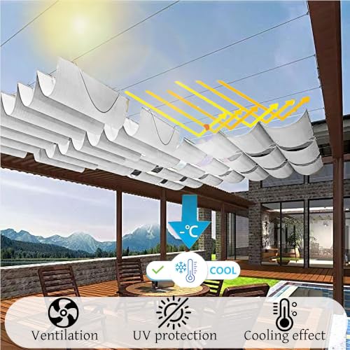 Toile-ombrage rétractable vague pour bloquer la chaleur sur la terrasse