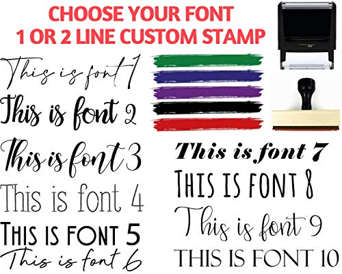 Custom Stamp - 10 Font Options - Self-Inking Name Stamp - 1 Line Custom Stamp Custom Stamp - Custom Name Stamper - Cursive Calligraphy