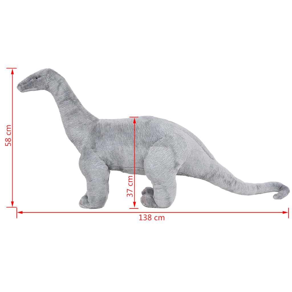 Plüschtier Brachiosaurus Stehend XXL grau aus weichem Plüsch mit Stahlrahmen 138x58 cm belastbar bis 100 kg als Kuscheltier Sitzspielzeug Kinderzimmer Geschenk