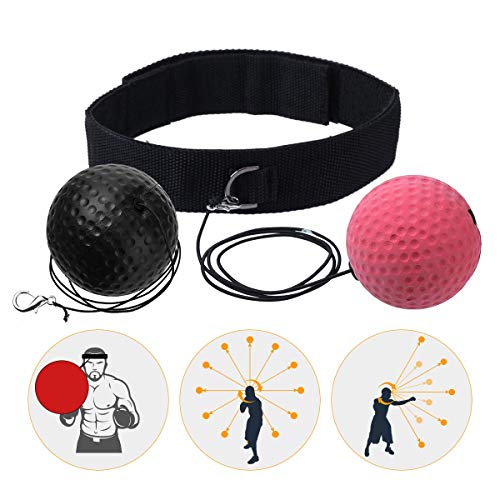 SGODDE Reflejo de Boxeo Ball, Fight Ball Reflex en Cadena con Diadema para Fight MMA Training Reacciones de Velocidad Adulto/Niños Mejorar Punch Focus Deporte Ejercicio Practice Fitness