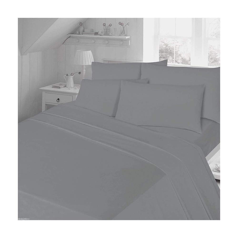 DL 100% Brushed Cotton Thermal Flannelette Pillowcase 50 x 75 Cm Size Bed Sheet Matching Pillowcases, Grey