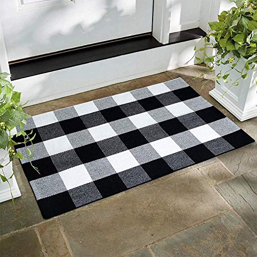 Tapete Cuadrillé Escocés Buffalo Plaid 23.6 x 35.4 Pulgadas Algodón Lavable