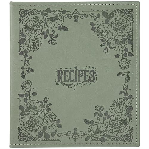 COFICE Recipe Book to Write in Your Own Recipes, 8.5x9.5 Recipe Ring Binder with PU Faux Leather Cover, 4x6 Cards and Tabbed Dividers, Dark Green
