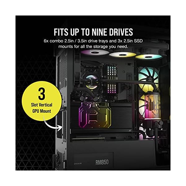 Corsair iCUE 7000X RGB Full-Tower ATX PC Case (Three Tempered Glass Panels, Four Included 140mm RGB Fans, Easy Cable Management, Smart RGB and Fan Speed Control, Spacious Interior) Black - Image 9