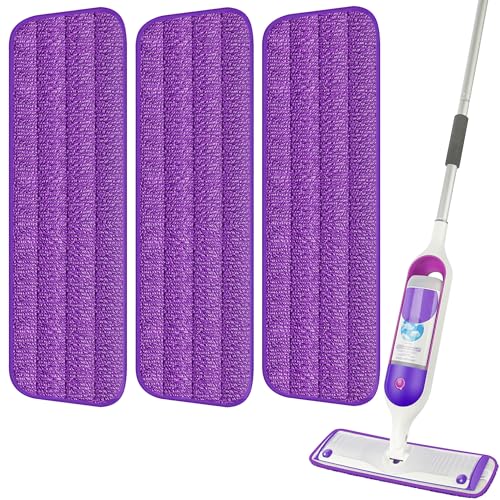 3 Pack Reusable Mop Pads Compatible with Swiffer PowerMop Wood Floor Pads Microfiber Mop Replacement Refills Machine Washable for All Floor Surfaces