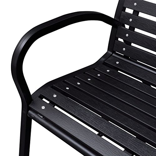 Festnight 3-Seater Outdoor Patio Garden Bench Porch Chair Seat with Steel Frame Solid Construction 49" x 24" x 32" - Thumbnail 3