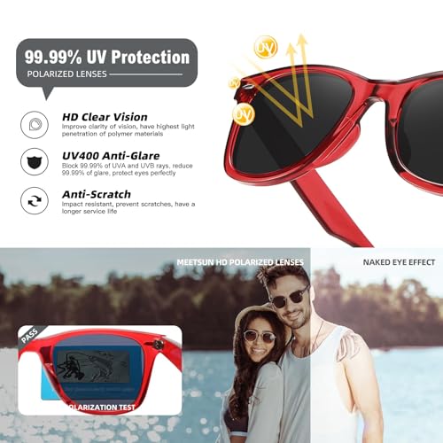 Image of MEETSUN Polarized Sunglasses for Women Men Classic Retro Square Frame Driving Sun Glasses UV Protection