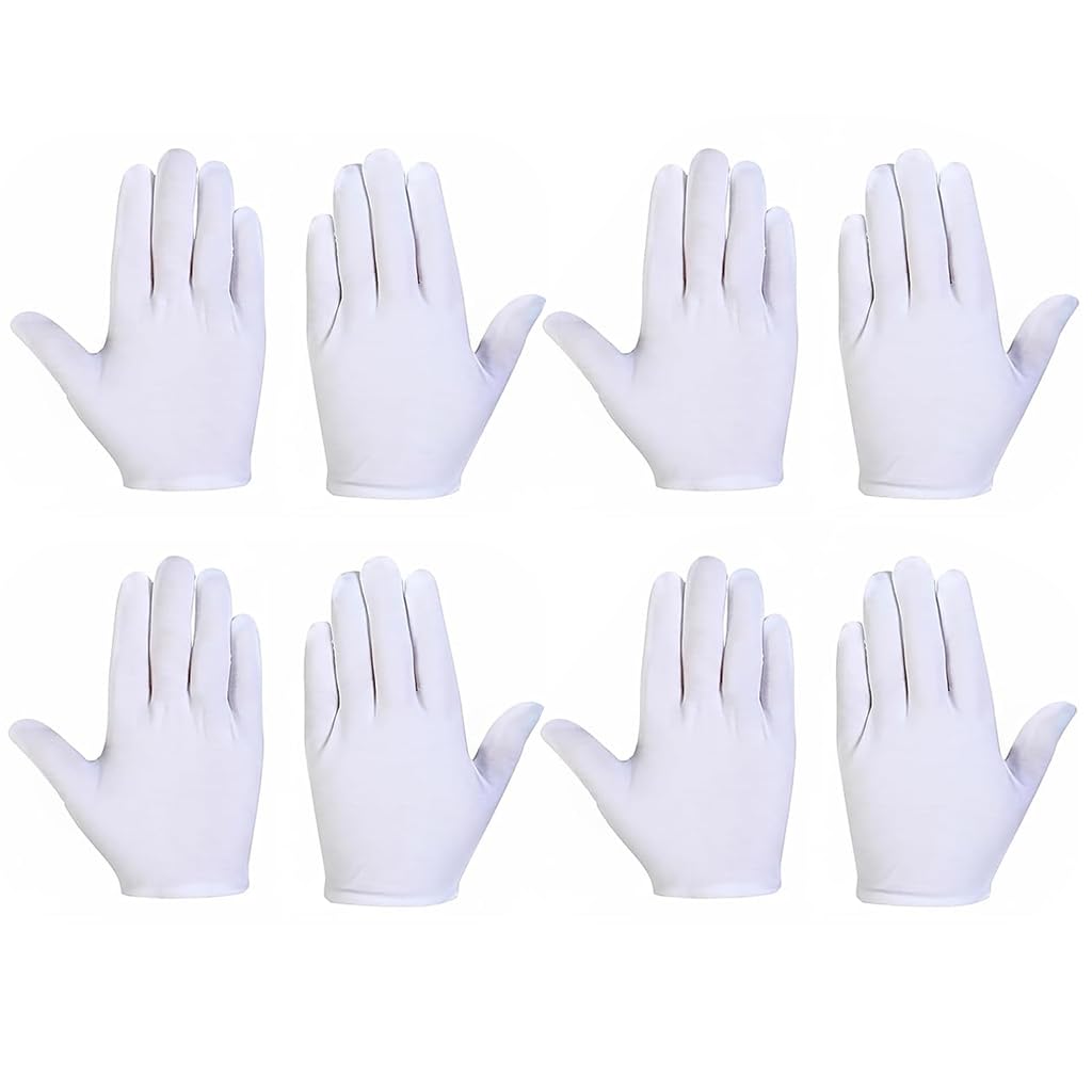 Gants en Coton Blanc Ultra-fins Lot de 4 Paires Taille Unique pour Homme et Femme