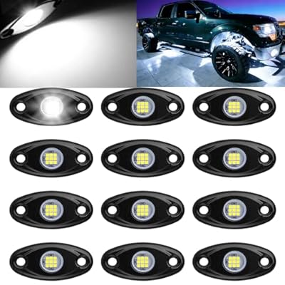Calightskit 12 Pods White led Rock Lights Waterproof IP 68 for Car SUV Underglow Lights Neon Trail Rig Lamp Lighting for Truck Motorcycle ATV UTV (White)