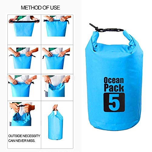 Image of 5 Liter Waterproof Dry Bag | Roll Top Outdoor Ocean Pack for Swimming Wading Boating Drifting Travel Hiking Waterproof Storage Sack