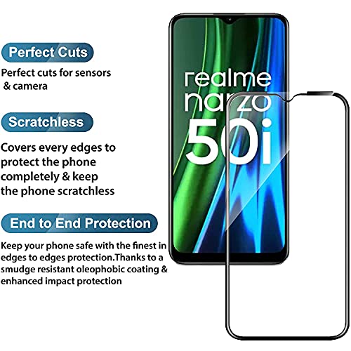 Image of Screen Protector for Realme Narzo 50i (Black) Tempered Glass Edge-to-Edge 6D Screen Guard With Installation Kit