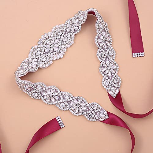 Rhinestone Bridal Belt Wedding Sash Thin Crystal Bridesmaid Sash for Prom Dress Evening Brides Gown2