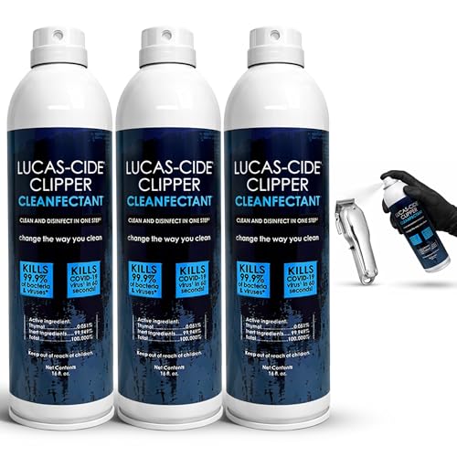 LUCAS-CIDE Clipper Cleaner Spray, Disinfectant & Lubricant (Set of 3)