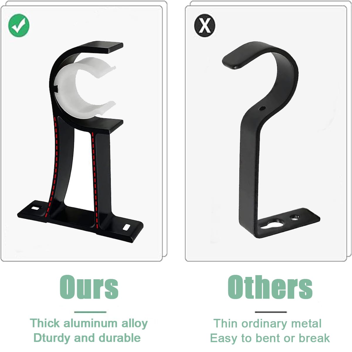 4 Aste Per Tende Regolabili - MetallO, Nero, 88-115mm, Con Viti, Per Interni - Foto 5