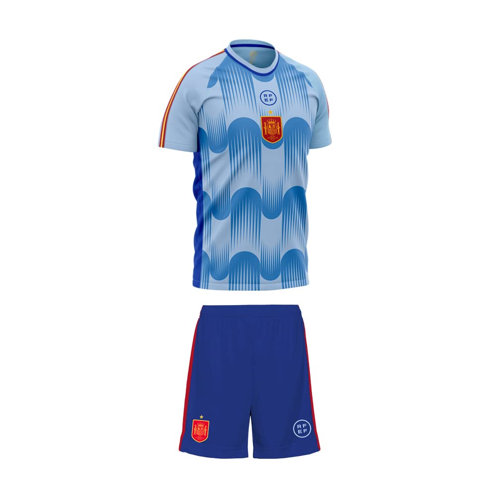 RFEF Mini Kit Replica Oficial Selección Española de Fútbol | Segunda Equipacion España Mundial 2022 - Color Azul | Talla 4 Años