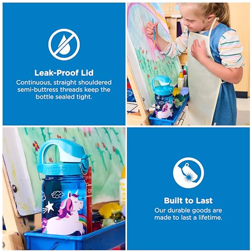 Image of Nalgene Kids' 12 oz On The Fly Lock-Top Water Bottle, Blue Unicorn