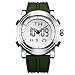 SINOBI para Hombre Reloj de Pulsera Deportivo Cuarzo electrónico Digital Reloj con Alarma Cronómetro Doble Movimiento Hombres de la muñeca Relojes s9368g (Silver Case&Green Band)