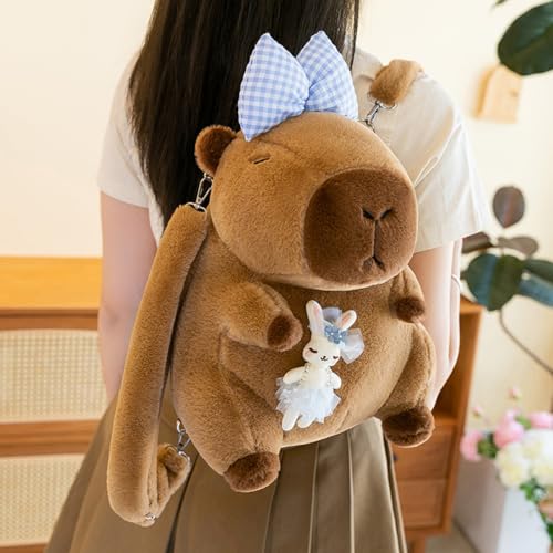 Image of Bow Bowknot Orange Flower Lollipop Cute Plush Backpack Kawaii Cartoon Design for Women Ita Bag (Blue bow)