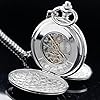 Tiong Vintage Pocket Watch with Chain Double Hunter Mechanical Steampunk Unique Skeleton Roman Numerals Men's Pocket Watches #4