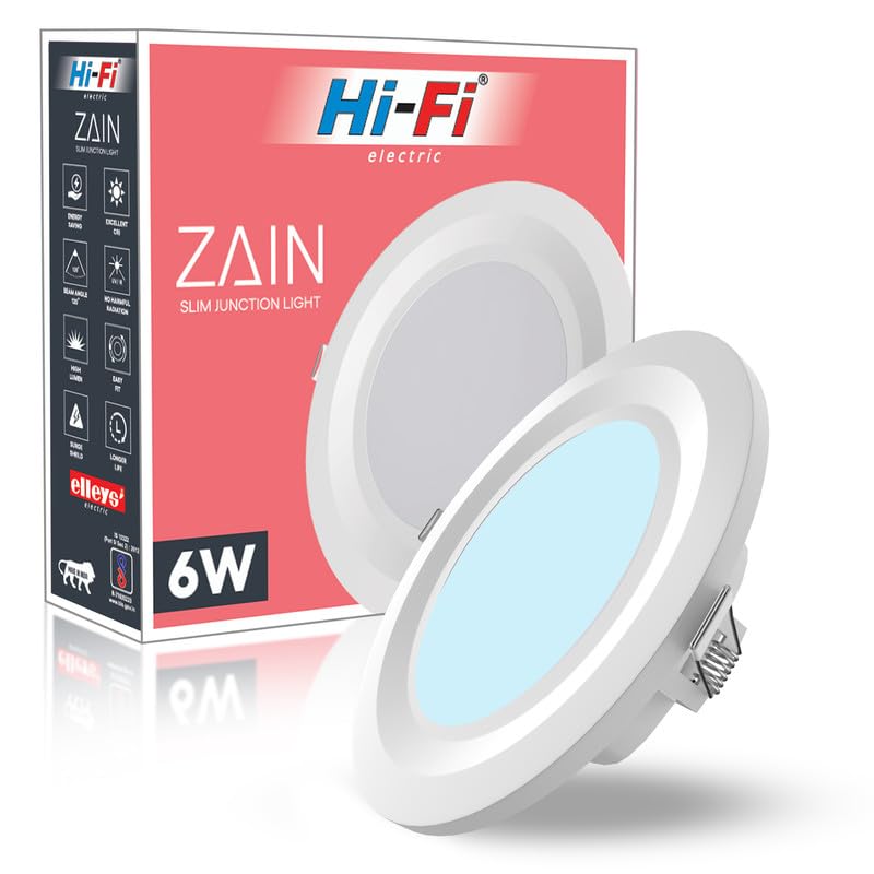 Image of elleys' Zain 6 Watt Junction Box Led Ceiling Light| Cut Out- 75 mm|BIS Certified| Cool White Color Ceiling Light for Hall,Room,Office | Led Downlighter Colour (Cool White) Pack of 1