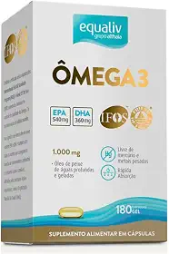 Omega 3 óleo de peixe, 180 cápsulas gel, Equaliv