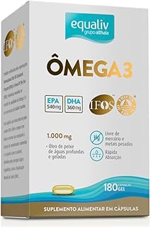 Omega 3 óleo de peixe, 180 cápsulas gel, Equaliv - Produto 10 mais recomendado com 4.8 estrelas
