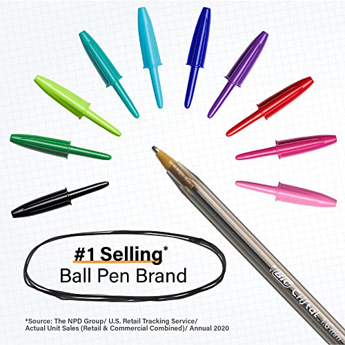 Image of BIC Cristal Xtra Bold Ballpoint Pens, Bold Point, 1.6 mm, 24-Count Pack | Bold Point 1.6 Mm for Smooth Writing, Assorted Colors for Color-Coding, Ideal for School Supplies and Coded Notes