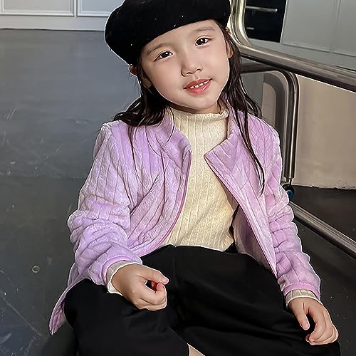 Kids Girls Long Sleeved Coral Jacket Stand Collar Zipper Stripe Pattern Solid Raincoats Jacket Spring Girls Sweatshirts4