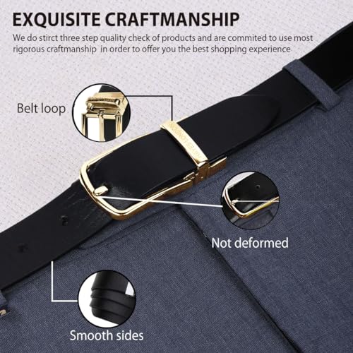 Image of HAYES LONDON Belts for Men Leather Original - Belt for Men Formal with Classic Design, Durable and Italian Reversible Men Belts for All Occasions