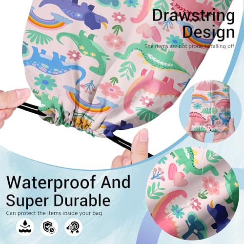 Image of Pink Dinosaur Gymnastics Grip Bag Small Storage Pouch Portable Drawstring Bag Party Favor