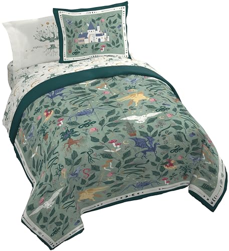 Harry Potter Queen Comforter Set 7 Piece Soft Floral Bedding Green