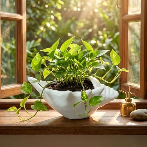 Handmade 5-Mukhi White Mini Ceramic Planter Pot for Small Plants ...